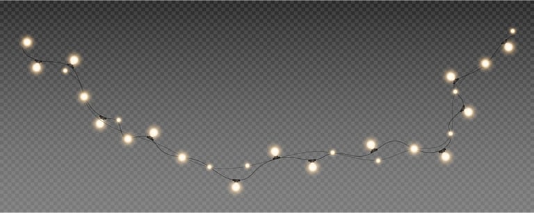 Glowing garlands of holiday bulbs and festive lights